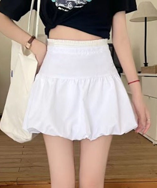 セール】Gathered mini skirt with embroidery design / リボン