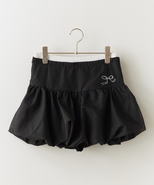 ROOPTOKYO（ループトウキョウ）の「Gathered mini skirt with embroidery design / リボン刺繍デザイン ギャザーミニスカート（スカート・レディース・ブラック/ホワイト/グレー/カーキ・FREE）」の12枚目の写真