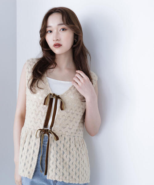 NATURAL BEAUTY BASIC（ナチュラルビューティーベーシック）の「◇フェザーレースジレ（シャツ/ブラウス・レディース・ブラウン系その他/ベージュ系その他・FREE）」の11枚目の写真