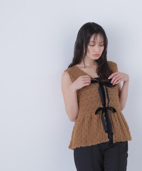 NATURAL BEAUTY BASIC（ナチュラルビューティーベーシック）の「◇フェザーレースジレ（シャツ/ブラウス・レディース・ブラウン系その他/ベージュ系その他・FREE）」の18枚目の写真