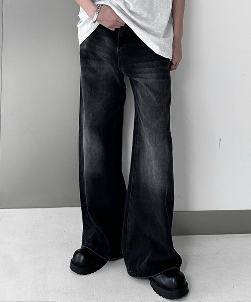 NOWLE(ノウル)の「【NOWLE】Y2K ブラック ヴィンテージ ウォッシュ フレア デニム(デニムパンツ・メンズ・ブラック・LARGE/MEDIUM/X-LARGE)」の10枚目の写真