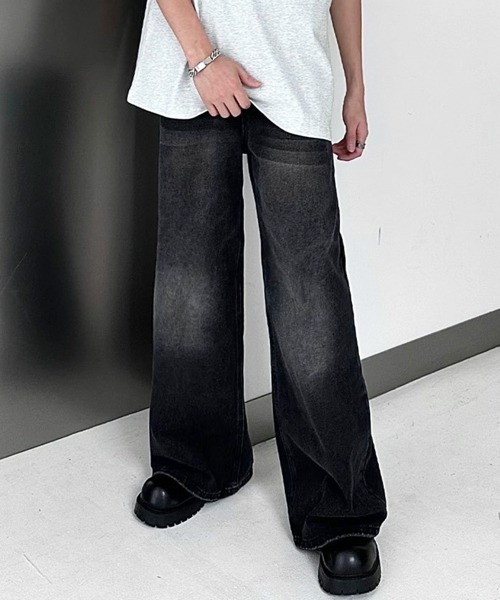 NOWLE(ノウル)の「【NOWLE】Y2K ブラック ヴィンテージ ウォッシュ フレア デニム(デニムパンツ・メンズ・ブラック・LARGE/MEDIUM/X-LARGE)」の9枚目の写真