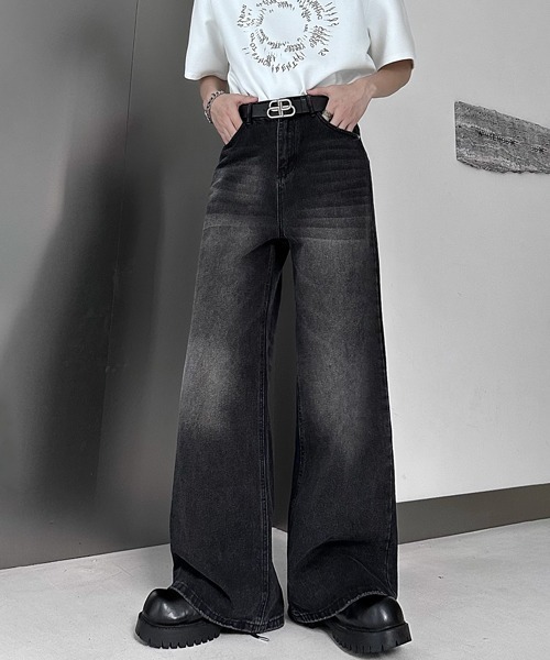 NOWLE(ノウル)の「【NOWLE】Y2K ブラック ヴィンテージ ウォッシュ フレア デニム(デニムパンツ・メンズ・ブラック・LARGE/MEDIUM/X-LARGE)」の5枚目の写真