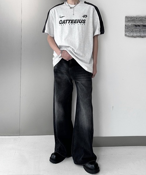 NOWLE(ノウル)の「【NOWLE】Y2K ブラック ヴィンテージ ウォッシュ フレア デニム(デニムパンツ・メンズ・ブラック・LARGE/MEDIUM/X-LARGE)」の4枚目の写真