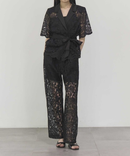 THE PERMANENT EYE(ザパーマネントアイ)の「【THE TOKYO/ザトウキョウ】2 piece Lace Pants/レースフレアパンツ/SET UP(セットアップ)(その他パンツ・レディース・ネイビー/ホワイト/ブラック・36/38)」の4枚目の写真