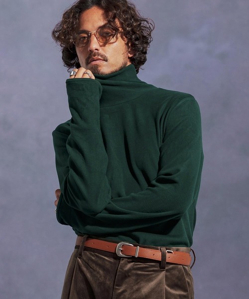 Jih Nunc(ジーヌンク)の「mlt5308-指ぬき付きタートルネックカットソー(Tシャツ/カットソー・メンズ・グリーン/ワイン/ブラック・L/M/S)」の1枚目の写真