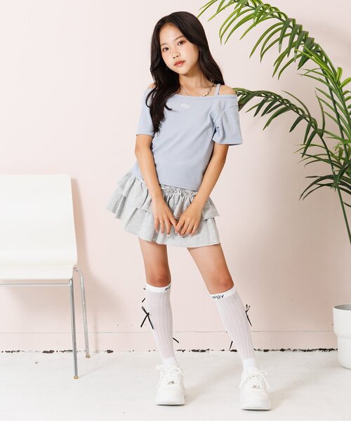 algy（アルジー）の「りぼんハイソックス（ソックス/靴下・キッズ・オフホワイト/ブラック/グレー・24/21）」の7枚目の写真