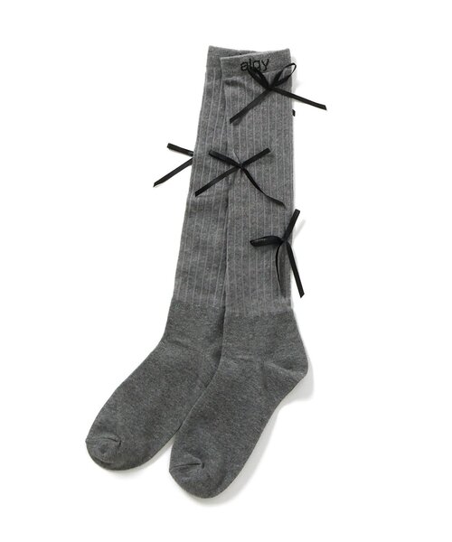 algy（アルジー）の「りぼんハイソックス（ソックス/靴下・キッズ・オフホワイト/ブラック/グレー・24/21）」の9枚目の写真