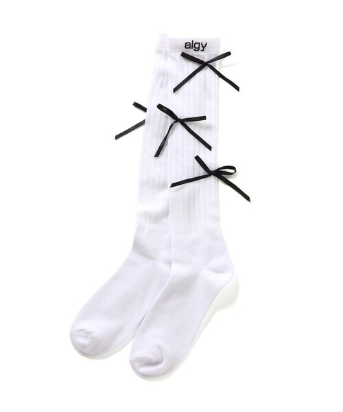 algy（アルジー）の「りぼんハイソックス（ソックス/靴下・キッズ・オフホワイト/ブラック/グレー・24/21）」の10枚目の写真