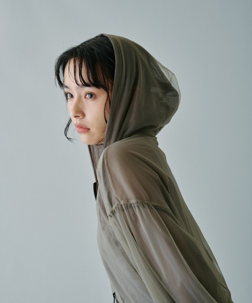 Misayoプロデュースメッシュパーカー ニコアンド[be with M] Misayoメッシュパーカー白オフホワイト