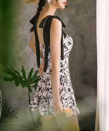 Revo.（レボ）の「【パッド付き】レトロ 花柄 ショルダーリボン ワンピース 水着 スイムウェア（水着・レディース）」