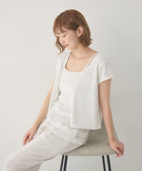 RETRO GIRL（レトロガール）の「裾レースキャミ×カーデセット（Tシャツ/カットソー・レディース・ホワイト系その他/グレー系その他/ブルー・FREE）」の4枚目の写真