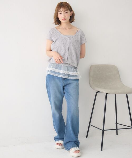 RETRO GIRL（レトロガール）の「裾レースキャミ×カーデセット（Tシャツ/カットソー・レディース・ホワイト系その他/グレー系その他/ブルー・FREE）」の13枚目の写真