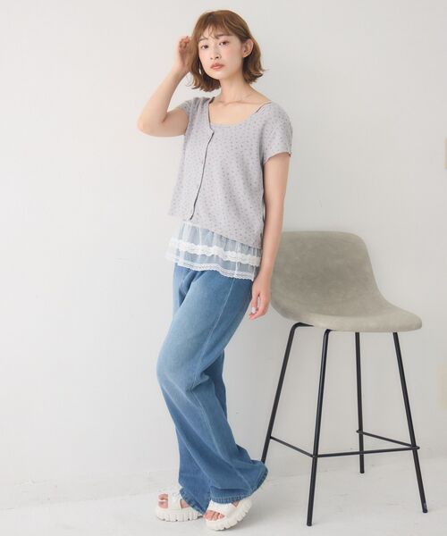 RETRO GIRL（レトロガール）の「裾レースキャミ×カーデセット（Tシャツ/カットソー・レディース・ホワイト系その他/グレー系その他/ブルー・FREE）」の16枚目の写真