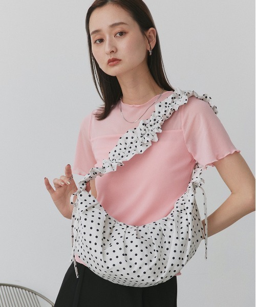 ad thie(アドティエ)の「ドットギャザー ハンドルバッグ(ハンドバッグ・レディース・ブラック/オフホワイト・FREE)」の11枚目の写真