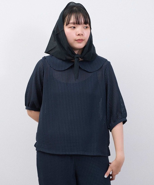 I am I in fact...（アイアムアイインファクト）の「●SATIN SOCCER ギンガム ブラウス（シャツ/ブラウス・レディース・ホワイト/ブラック/その他・FREE）」の3枚目の写真