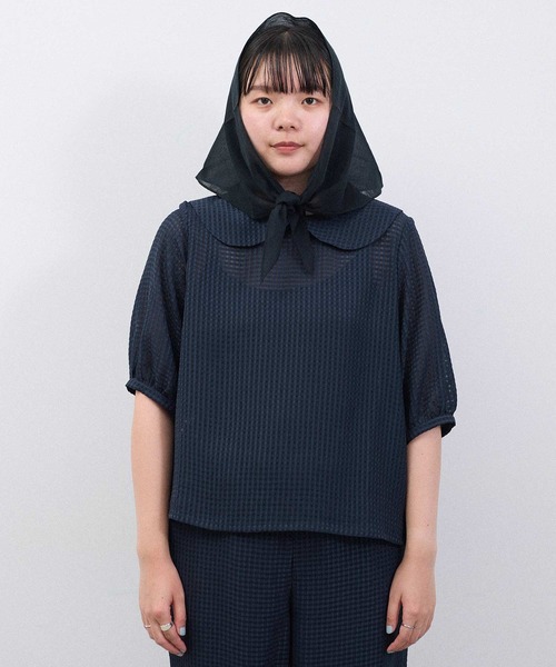 I am I in fact...（アイアムアイインファクト）の「●SATIN SOCCER ギンガム ブラウス（シャツ/ブラウス・レディース・ホワイト/ブラック/その他・FREE）」の4枚目の写真