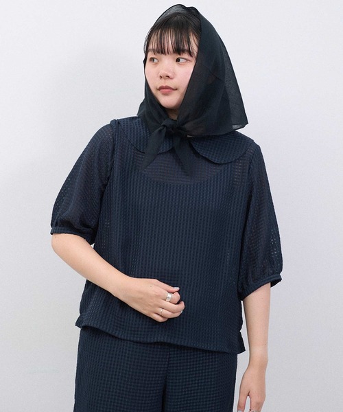 I am I in fact...（アイアムアイインファクト）の「●SATIN SOCCER ギンガム ブラウス（シャツ/ブラウス・レディース・ホワイト/ブラック/その他・FREE）」の8枚目の写真