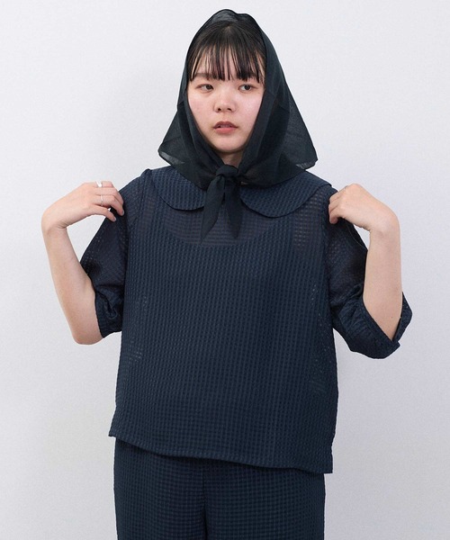 I am I in fact...（アイアムアイインファクト）の「●SATIN SOCCER ギンガム ブラウス（シャツ/ブラウス・レディース・ホワイト/ブラック/その他・FREE）」の5枚目の写真