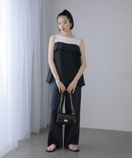 La TOTALITE（ラトータリテ）の「【洗える】レイヤード風カットソー（Tシャツ/カットソー・レディース・ホワイト/ブラック・FREE）」の16枚目の写真