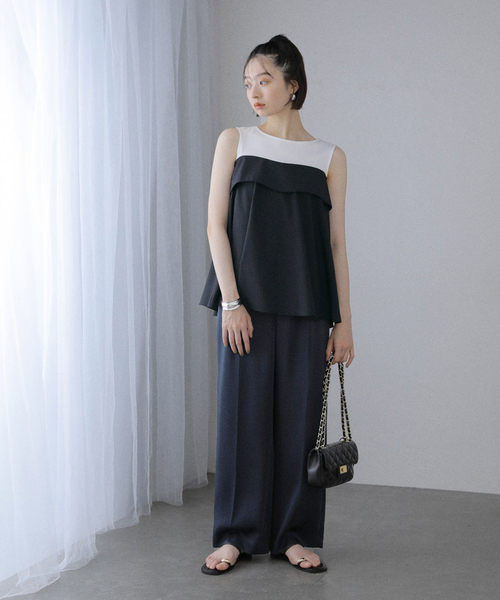 La TOTALITE（ラトータリテ）の「【洗える】レイヤード風カットソー（Tシャツ/カットソー・レディース・ホワイト/ブラック・FREE）」の17枚目の写真