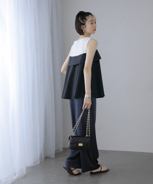 La TOTALITE（ラトータリテ）の「【洗える】レイヤード風カットソー（Tシャツ/カットソー・レディース・ホワイト/ブラック・FREE）」の19枚目の写真