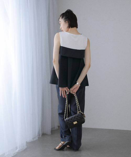 La TOTALITE（ラトータリテ）の「【洗える】レイヤード風カットソー（Tシャツ/カットソー・レディース・ホワイト/ブラック・FREE）」の20枚目の写真