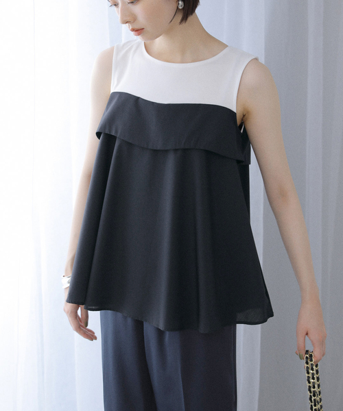 La TOTALITE（ラトータリテ）の「【洗える】レイヤード風カットソー（Tシャツ/カットソー・レディース・ホワイト/ブラック・FREE）」の21枚目の写真