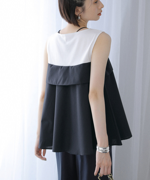 La TOTALITE（ラトータリテ）の「【洗える】レイヤード風カットソー（Tシャツ/カットソー・レディース・ホワイト/ブラック・FREE）」の5枚目の写真