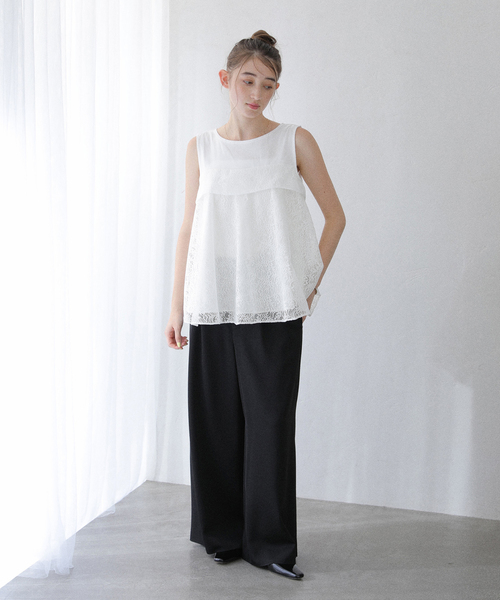 La TOTALITE（ラトータリテ）の「【洗える】レイヤード風カットソー（Tシャツ/カットソー・レディース・ホワイト/ブラック・FREE）」の6枚目の写真