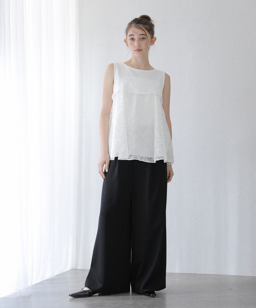 La TOTALITE（ラトータリテ）の「【洗える】レイヤード風カットソー（Tシャツ/カットソー・レディース・ホワイト/ブラック・FREE）」の7枚目の写真