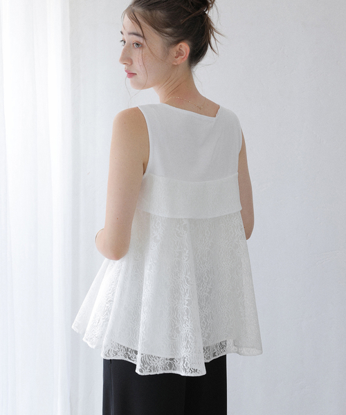 La TOTALITE（ラトータリテ）の「【洗える】レイヤード風カットソー（Tシャツ/カットソー・レディース・ホワイト/ブラック・FREE）」の10枚目の写真