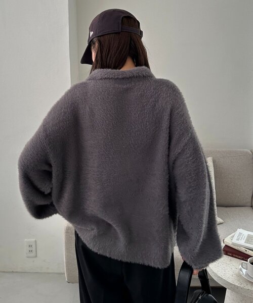 セール】【ユニセックス】ミンクライクニットポロ（ニット/セーター
