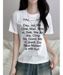 フロント文字プリント半袖Tシャツ