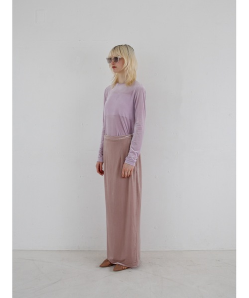 Katrin TOKYO(カトリーントーキョー)の「velour I line maxi skirt(スカート・レディース・ピンク/ダークブラウン/アイボリー/ブルー系・S/M/XS)」の4枚目の写真