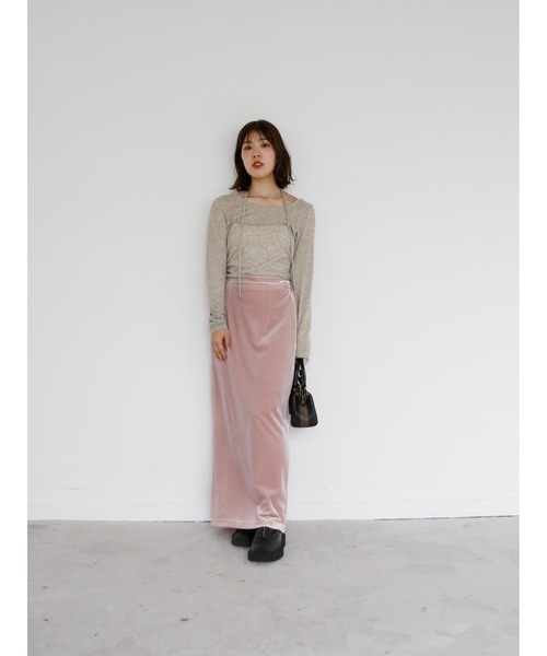 Katrin TOKYO(カトリーントーキョー)の「velour I line maxi skirt(スカート・レディース・ピンク/ダークブラウン/アイボリー/ブルー系・S/M/XS)」の16枚目の写真