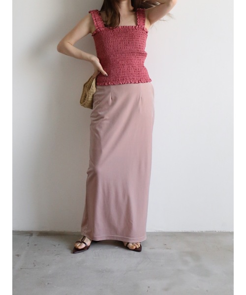 Katrin TOKYO(カトリーントーキョー)の「velour I line maxi skirt(スカート・レディース・ピンク/ダークブラウン/アイボリー/ブルー系・S/M/XS)」の6枚目の写真
