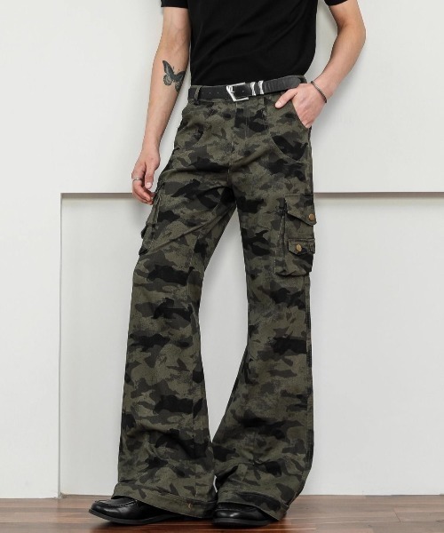 00s archive CIVARIZE 迷彩 コーティング フレア パンツ 00s archive