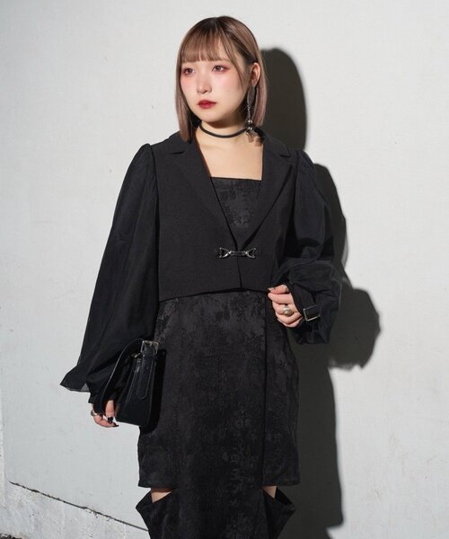Mavie..7】チュール袖ショートジャケット（テーラードジャケット