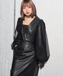 Mavie..7 | 【Mavie..7】チュール袖ショートジャケット(テーラードジャケット)