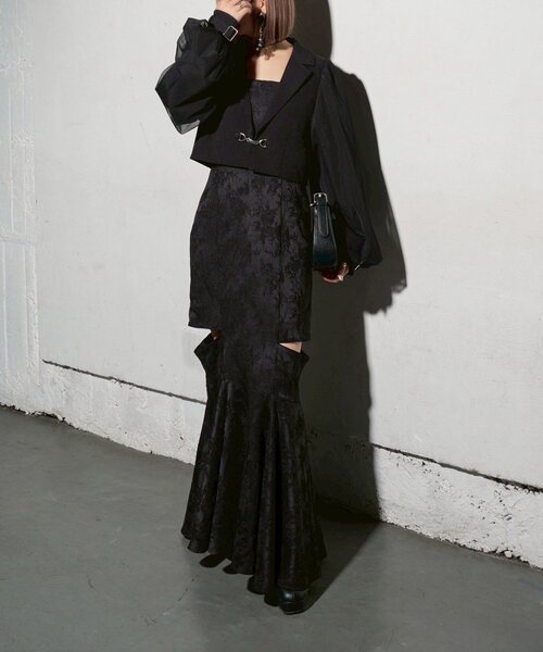 セール】【Mavie..7】チュール袖ショートジャケット（テーラード