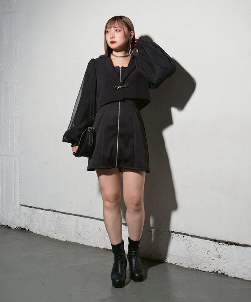 セール】【Mavie..7】チュール袖ショートジャケット（テーラード