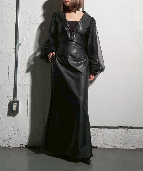 セール】【Mavie..7】チュール袖ショートジャケット（テーラード