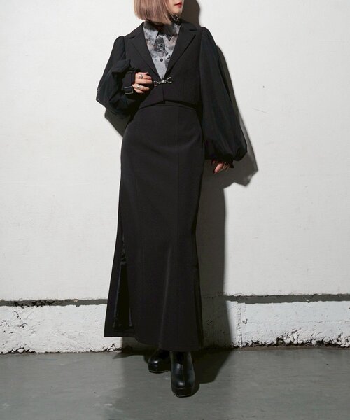 Mavie..7】チュール袖ショートジャケット（テーラードジャケット