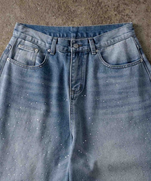 ADAMASTE(アダマスト)の「rhinestone jewelry baggy denim pants - ラインストーンジュエリーバギーデニム(デニムパンツ・メンズ・ブルー・LARGE/MEDIUM)」の11枚目の写真