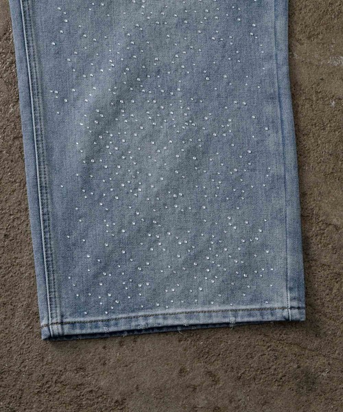 ADAMASTE(アダマスト)の「rhinestone jewelry baggy denim pants - ラインストーンジュエリーバギーデニム(デニムパンツ・メンズ・ブルー・LARGE/MEDIUM)」の14枚目の写真