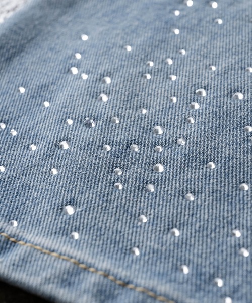 ADAMASTE(アダマスト)の「rhinestone jewelry baggy denim pants - ラインストーンジュエリーバギーデニム(デニムパンツ・メンズ・ブルー・LARGE/MEDIUM)」の15枚目の写真