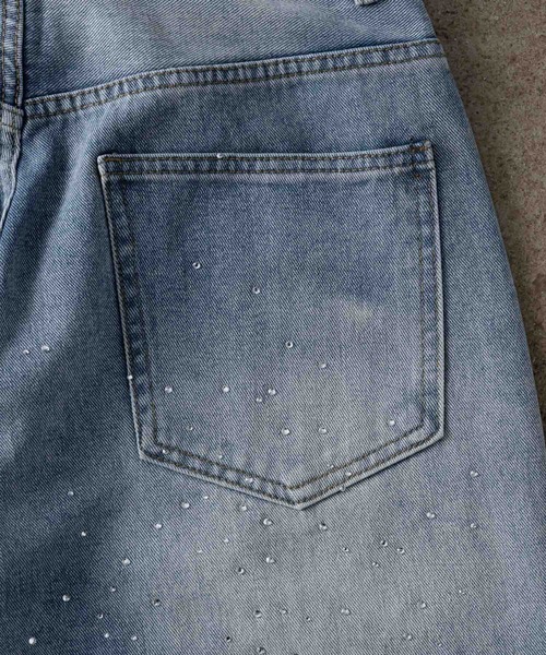 ADAMASTE(アダマスト)の「rhinestone jewelry baggy denim pants - ラインストーンジュエリーバギーデニム(デニムパンツ・メンズ・ブルー・LARGE/MEDIUM)」の18枚目の写真