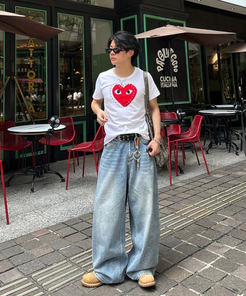 ADAMASTE(アダマスト)の「rhinestone jewelry baggy denim pants - ラインストーンジュエリーバギーデニム(デニムパンツ・メンズ・ブルー・LARGE/MEDIUM)」の8枚目の写真