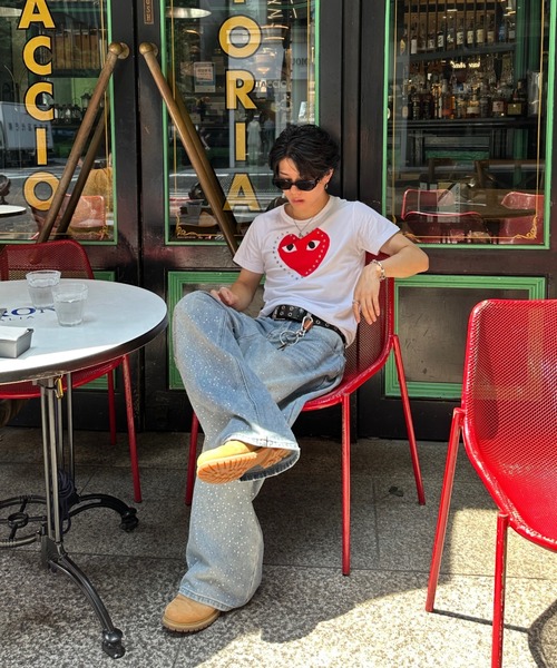 ADAMASTE(アダマスト)の「rhinestone jewelry baggy denim pants - ラインストーンジュエリーバギーデニム(デニムパンツ・メンズ・ブルー・LARGE/MEDIUM)」の9枚目の写真